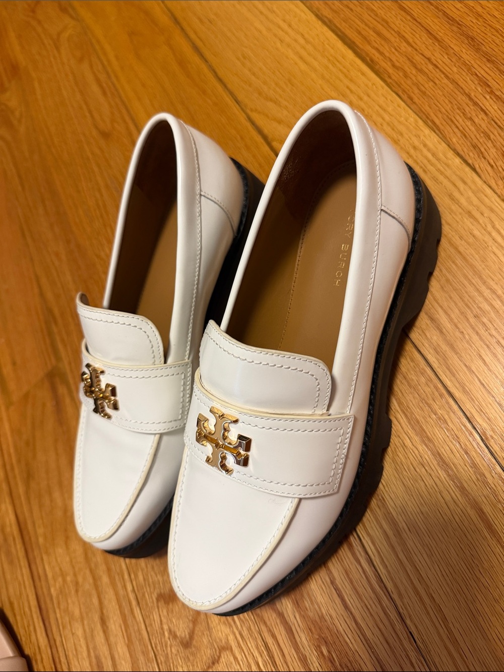 Tory Burch Cream Platform Leather Loafers